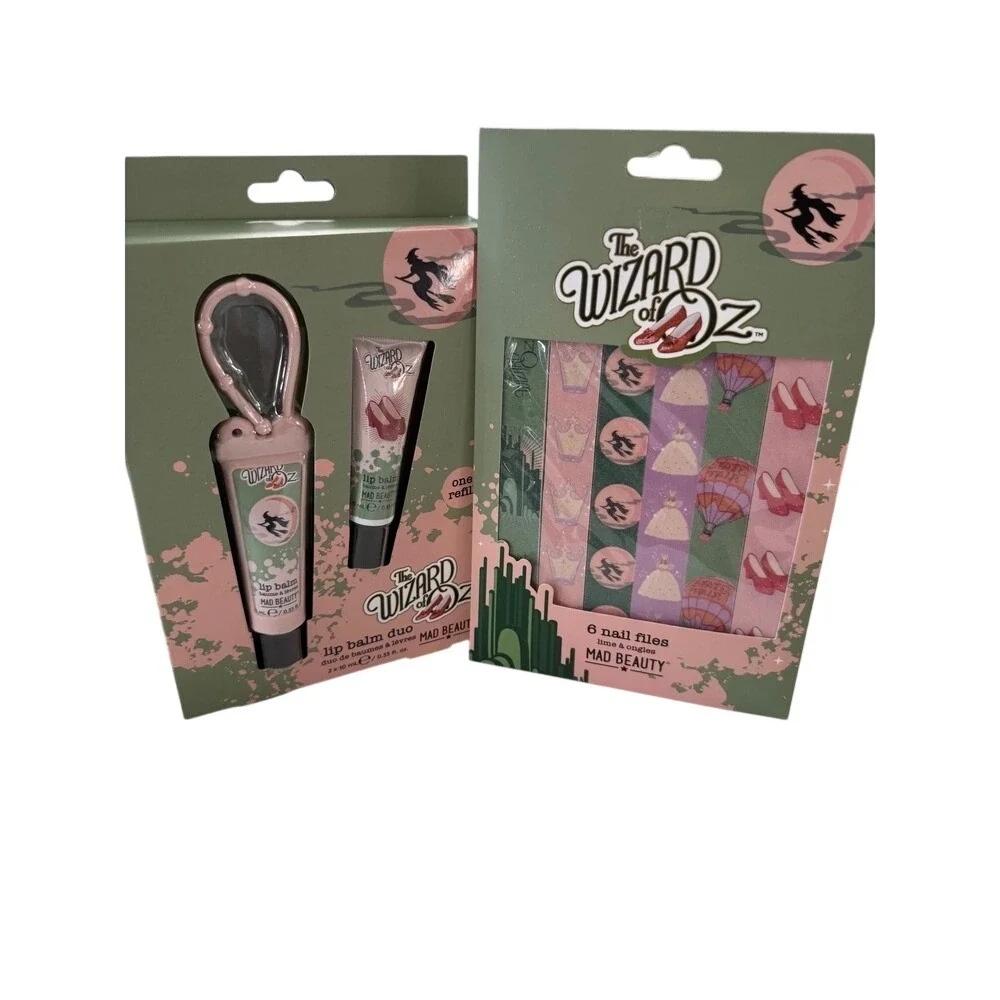 Mad Beauty Wizard of Oz Lip Balm Duo and 6 Pack‎ Nail Files Gift Set New